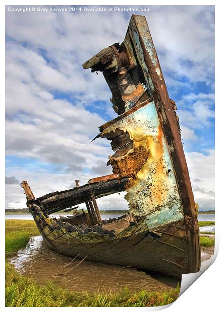  Wreck On The Banks Of The River Wyre Print by Gary Kenyon