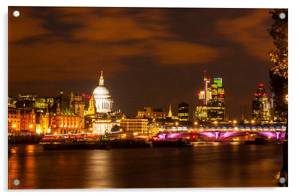  London Lights Up Reworked Acrylic by Clive Eariss