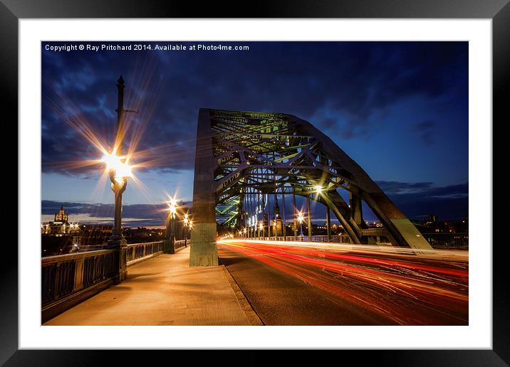 Light Trails over the Tyne Bridge Framed Mounted Print by Ray Pritchard