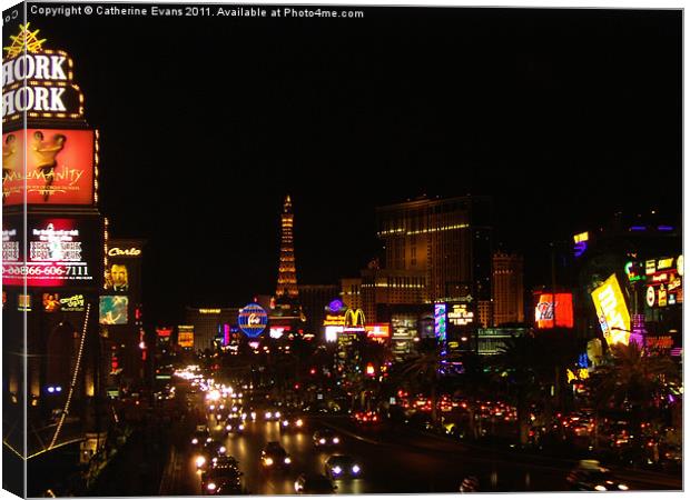 The Las Vegas strip at night Canvas Print by Catherine Fowler