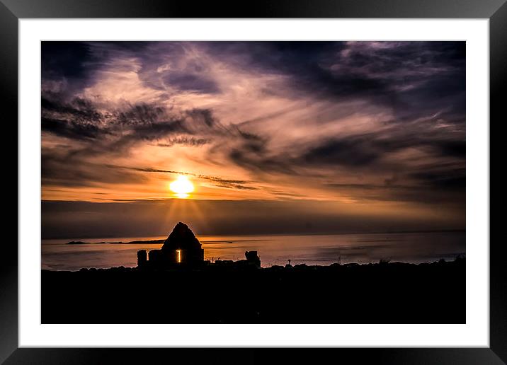 Sunset over Dunluce Castle Window, Northern Irelan Framed Mounted Print by Alan Campbell