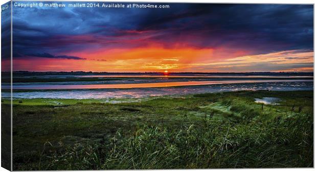  Sunset Aurora over Walton Backwaters Canvas Print by matthew  mallett