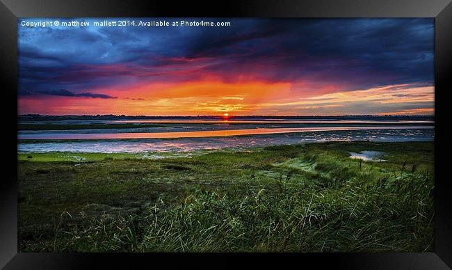  Sunset Aurora over Walton Backwaters Framed Print by matthew  mallett