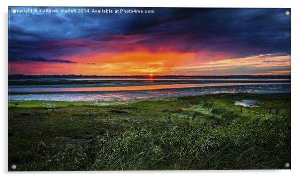  Sunset Aurora over Walton Backwaters Acrylic by matthew  mallett