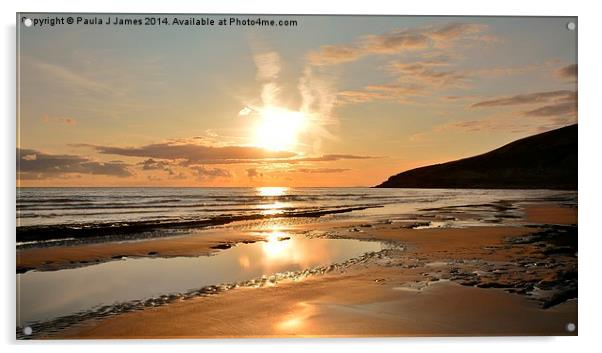  Traeth Mawr Sunset Acrylic by Paula J James