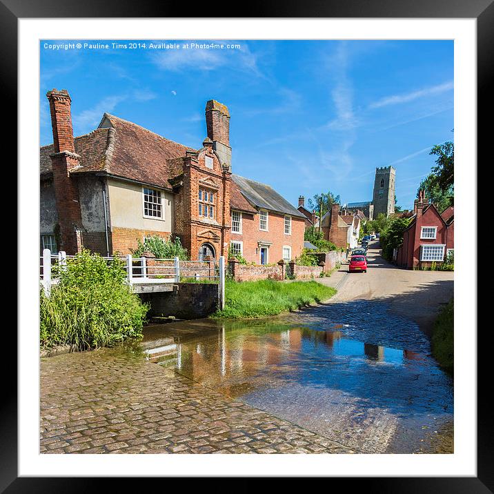  The water Splash, Kersey, Suffolk, UK Framed Mounted Print by Pauline Tims