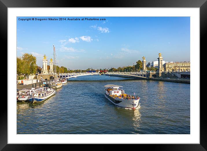  View of a Sena in Paris in a summer day  Framed Mounted Print by Dragomir Nikolov