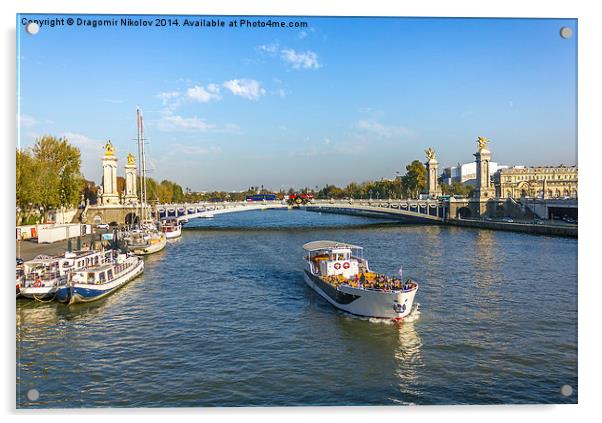  View of a Sena in Paris in a summer day  Acrylic by Dragomir Nikolov