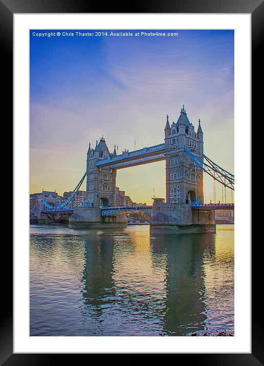 Tower Bridge Sunrise  Framed Mounted Print by Chris Thaxter
