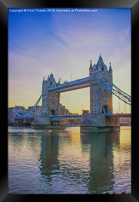 Tower Bridge Sunrise  Framed Print by Chris Thaxter