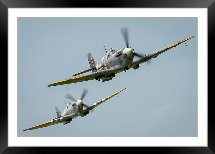 Spitfire Tail Chase Framed Mounted Print by Simon Johnson