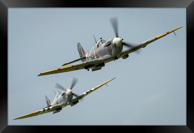 Spitfire Tail Chase Framed Print by Simon Johnson