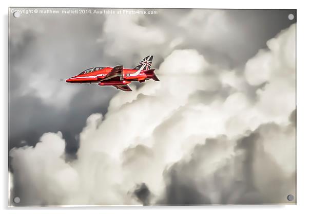  Red Arrow Heading Over Land Acrylic by matthew  mallett