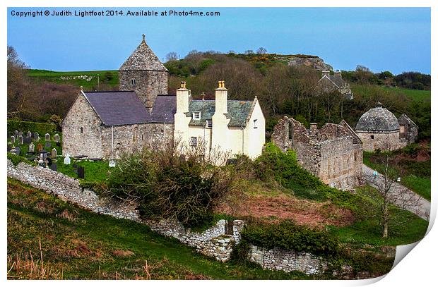 The  Augustinian priory at Penmon  Print by Judith Lightfoot