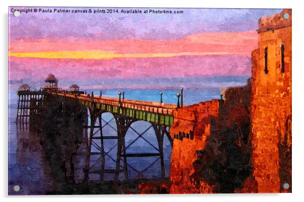  Clevedon pier in August Acrylic by Paula Palmer canvas