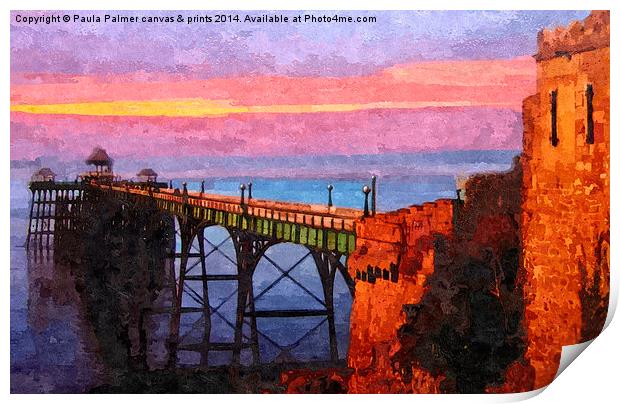  Clevedon pier in August Print by Paula Palmer canvas