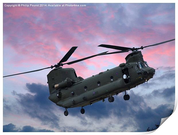  RAF Sikorksky Helicopter in the clouds Print by Philip Pound