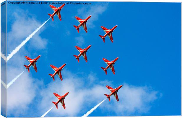 Red Arrows Feather Formation Canvas Print by Nicola Clark
