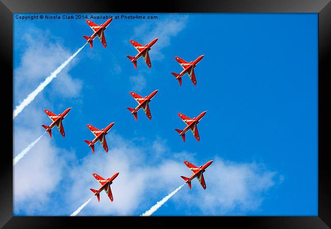 Red Arrows Feather Formation Framed Print by Nicola Clark