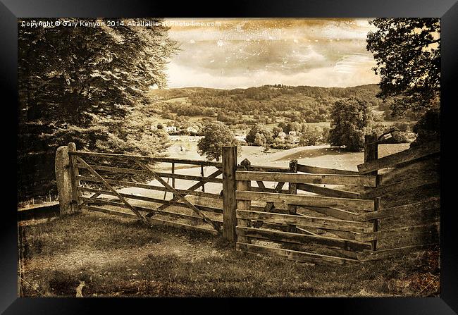 Sepia Veie Past the Country Gate Framed Print by Gary Kenyon