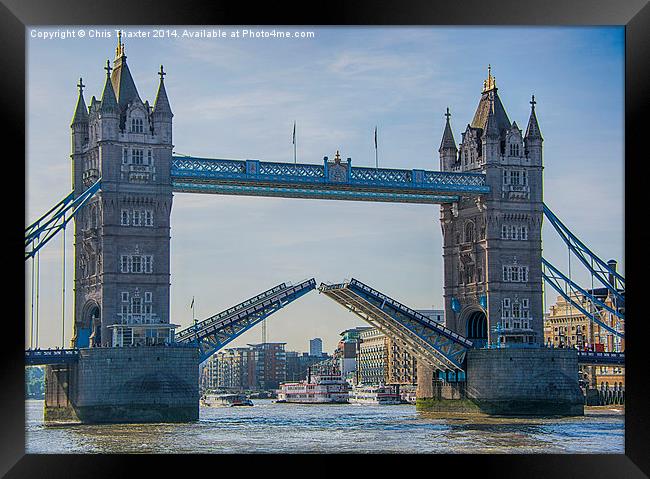 Tower Bridge Opened  Framed Print by Chris Thaxter