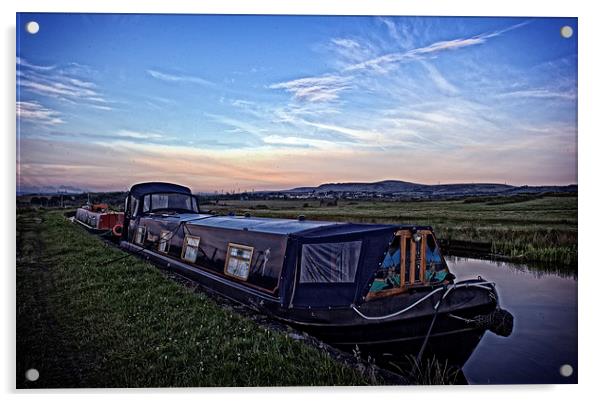  narrowboats at dusk Acrylic by keith hannant