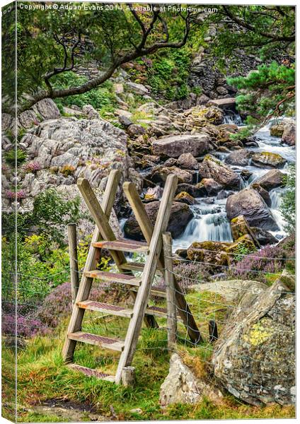 Waterfall Entrance Snowdonia  Canvas Print by Adrian Evans