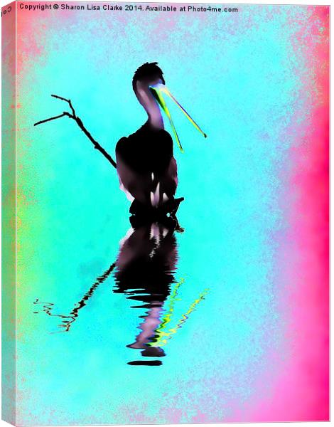  Neon Pelican Canvas Print by Sharon Lisa Clarke