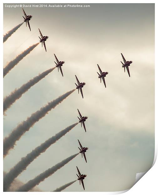  Red arrows in flight Print by David Hirst