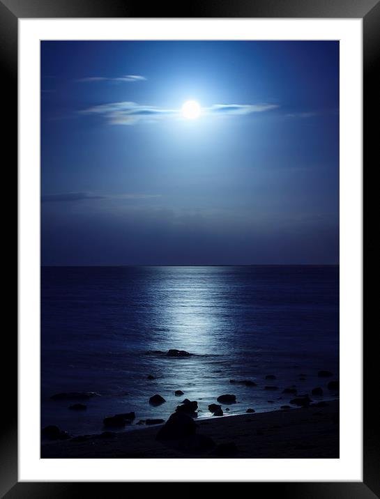 Blue Moon over Bramble Bay Framed Mounted Print by Peta Thames