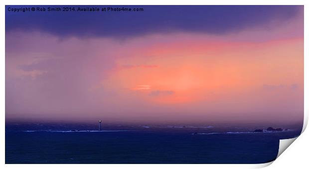  Approaching Storm over Hanois Lighthouse at sunse Print by Rob Smith