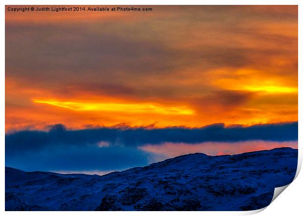  A Dramatic Sunset Over Norway Print by Judith Lightfoot