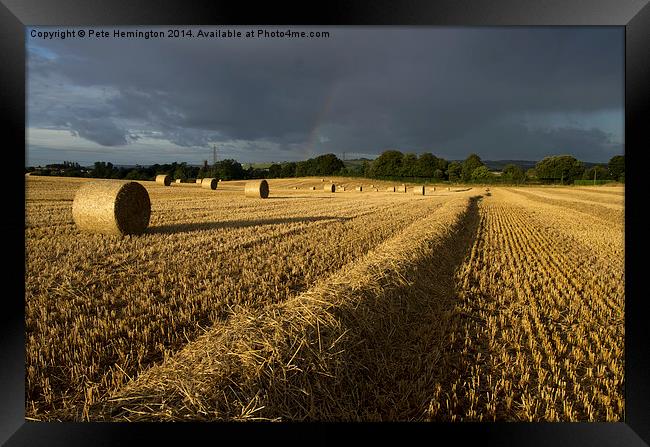  Straw bales and sunlight Framed Print by Pete Hemington