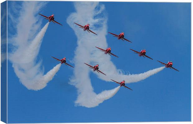  Red Arrows at Dawlish Canvas Print by Oxon Images