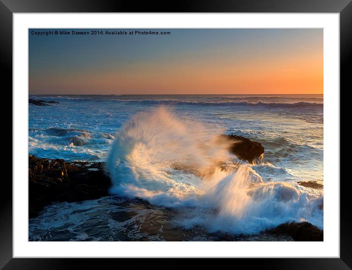 Sunset Spray Framed Mounted Print by Mike Dawson