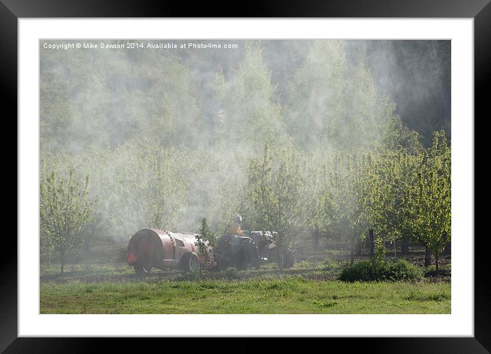 Spraying the Orchard Framed Mounted Print by Mike Dawson