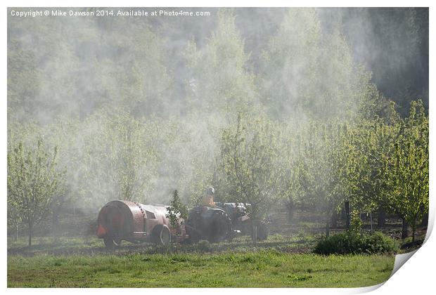 Spraying the Orchard Print by Mike Dawson