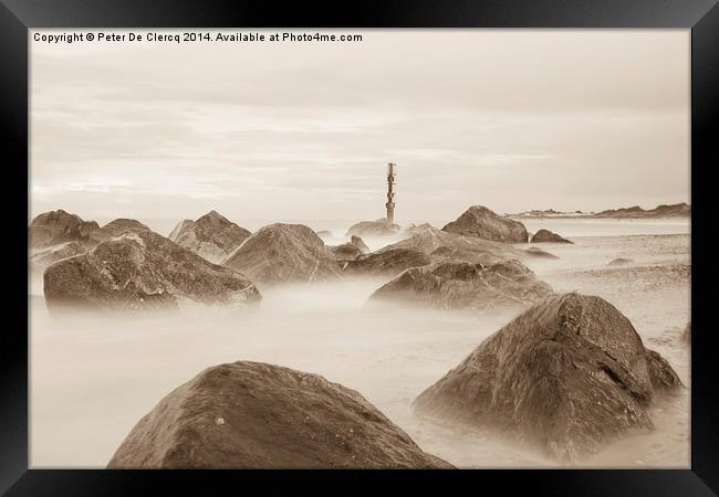  Caister Beach Sepia Framed Print by Peter De Clercq