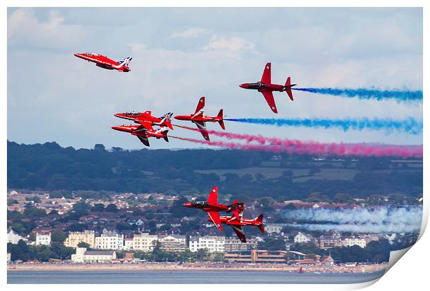  Red Arrows Break at Dawlish Print by Oxon Images