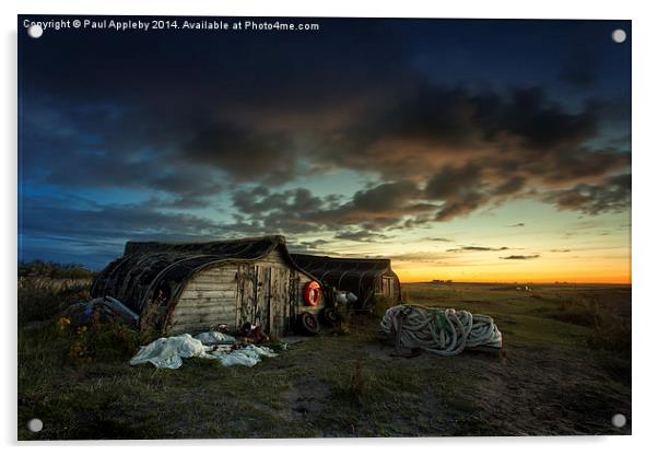  Lindisfarne Fisherman Huts Acrylic by Paul Appleby