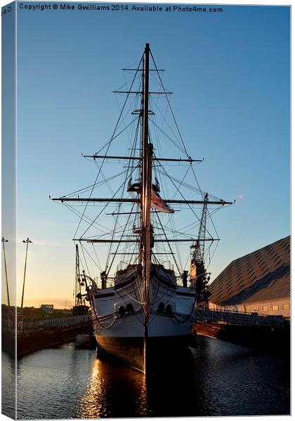  HMS Gannet in the evening light  Canvas Print by Mike Gwilliams