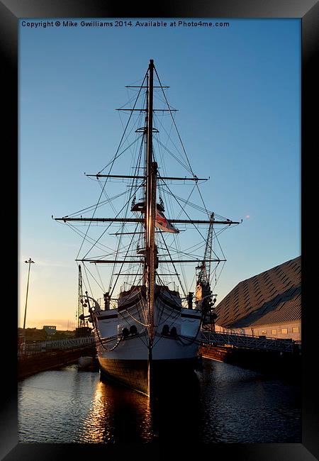  HMS Gannet in the evening light  Framed Print by Mike Gwilliams