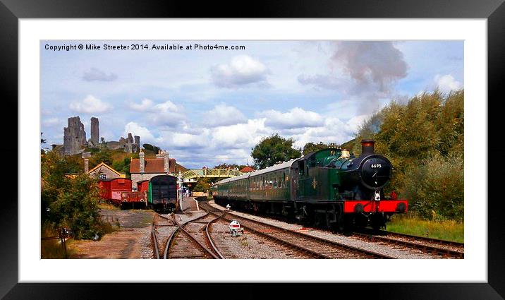  6695 Leaving Corfe Castle. Framed Mounted Print by Mike Streeter