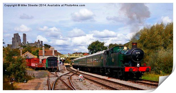  6695 Leaving Corfe Castle. Print by Mike Streeter