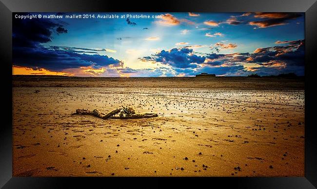  Remnants on the Beach at Sunset Framed Print by matthew  mallett