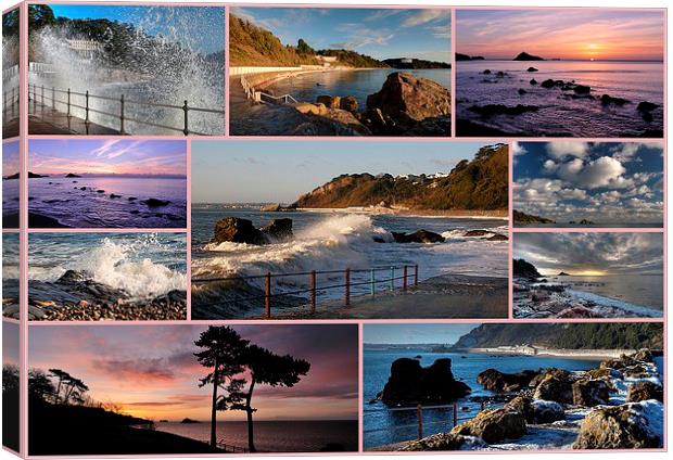  Meadfoot Beach Collage through the seasons Canvas Print by Rosie Spooner