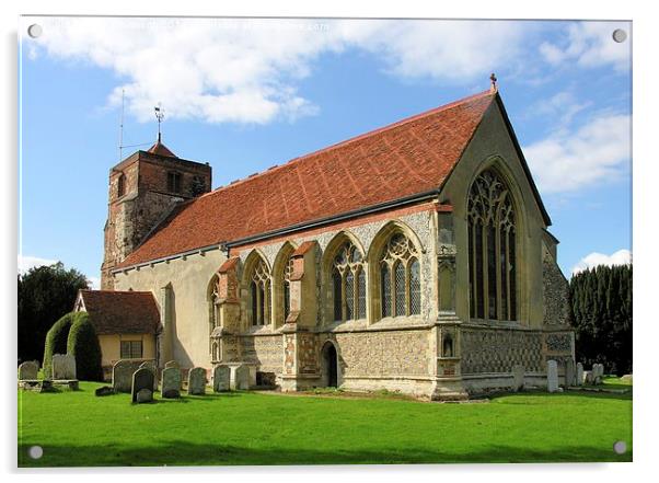 St Mary's church, Lawford, Essex Acrylic by John Whitworth