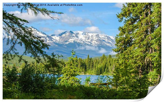 Picturesque Pyramid Lake Canada Print by Judith Lightfoot