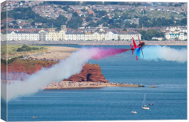 RAF Red Arrows at Dawlish Canvas Print by Oxon Images
