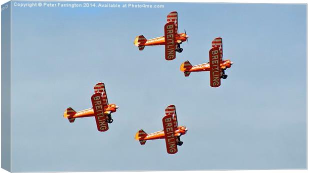  The Breitling Wing Walking Display Team High Over Canvas Print by Peter Farrington